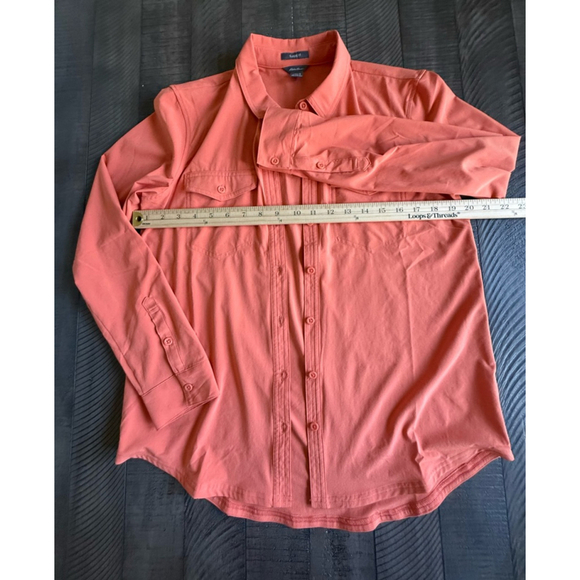Eddie Bauer Soft Stretch Button Down Shirt SM Melon Long Sleeve - Picture 7 of 7